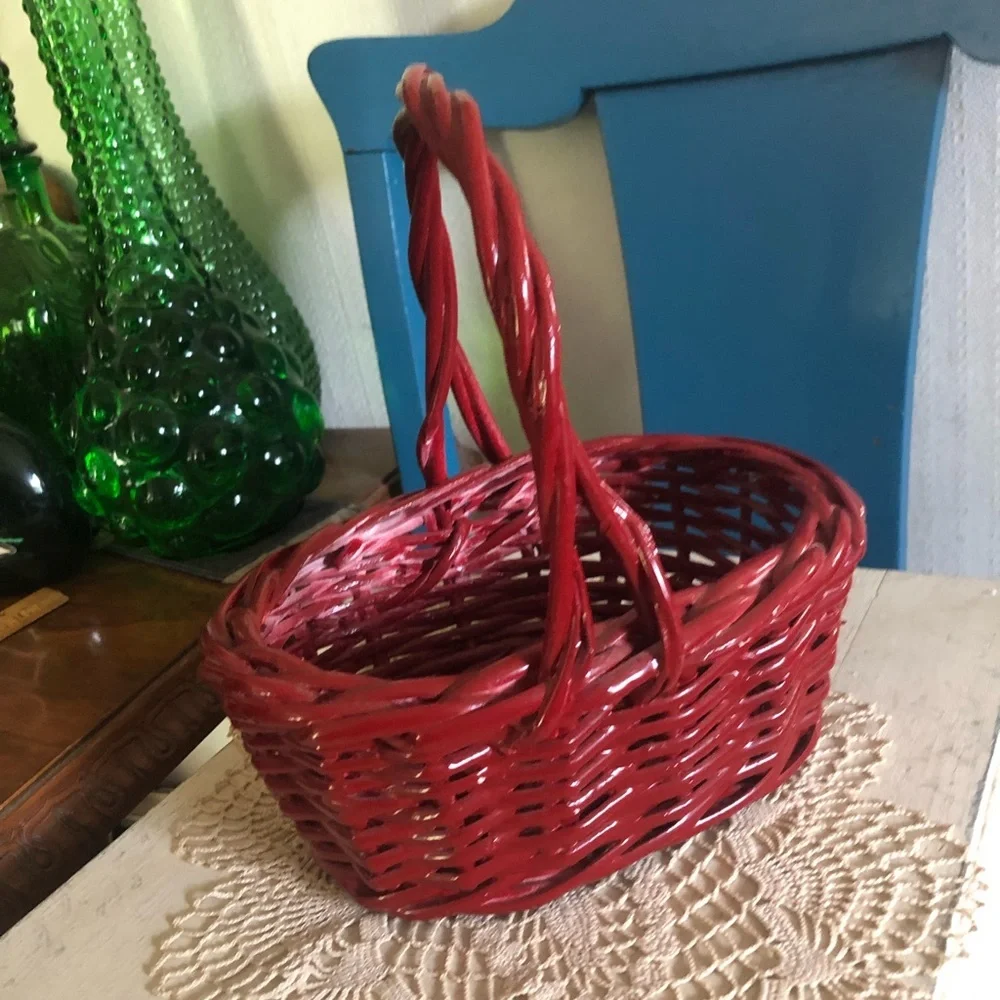 Vintage Red Lacquer Basket